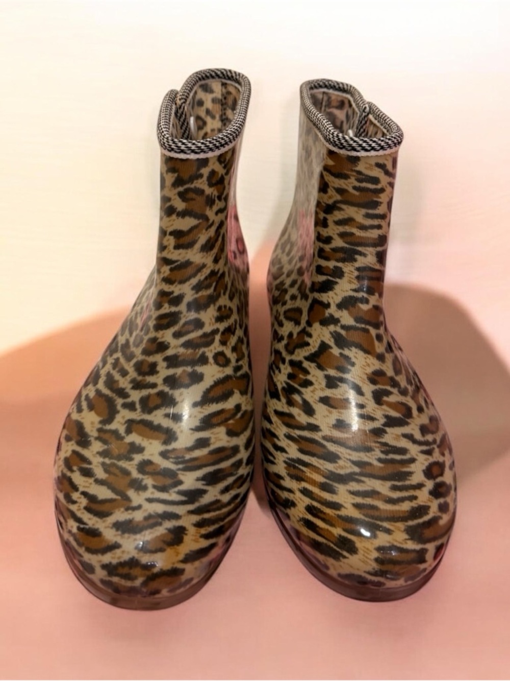 Leopard Print Rain Ankle Boots - Women